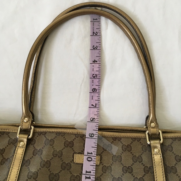 GUCCI Crystal Joy GG Tote Brown with Gold Trim - Picture 12 of 16